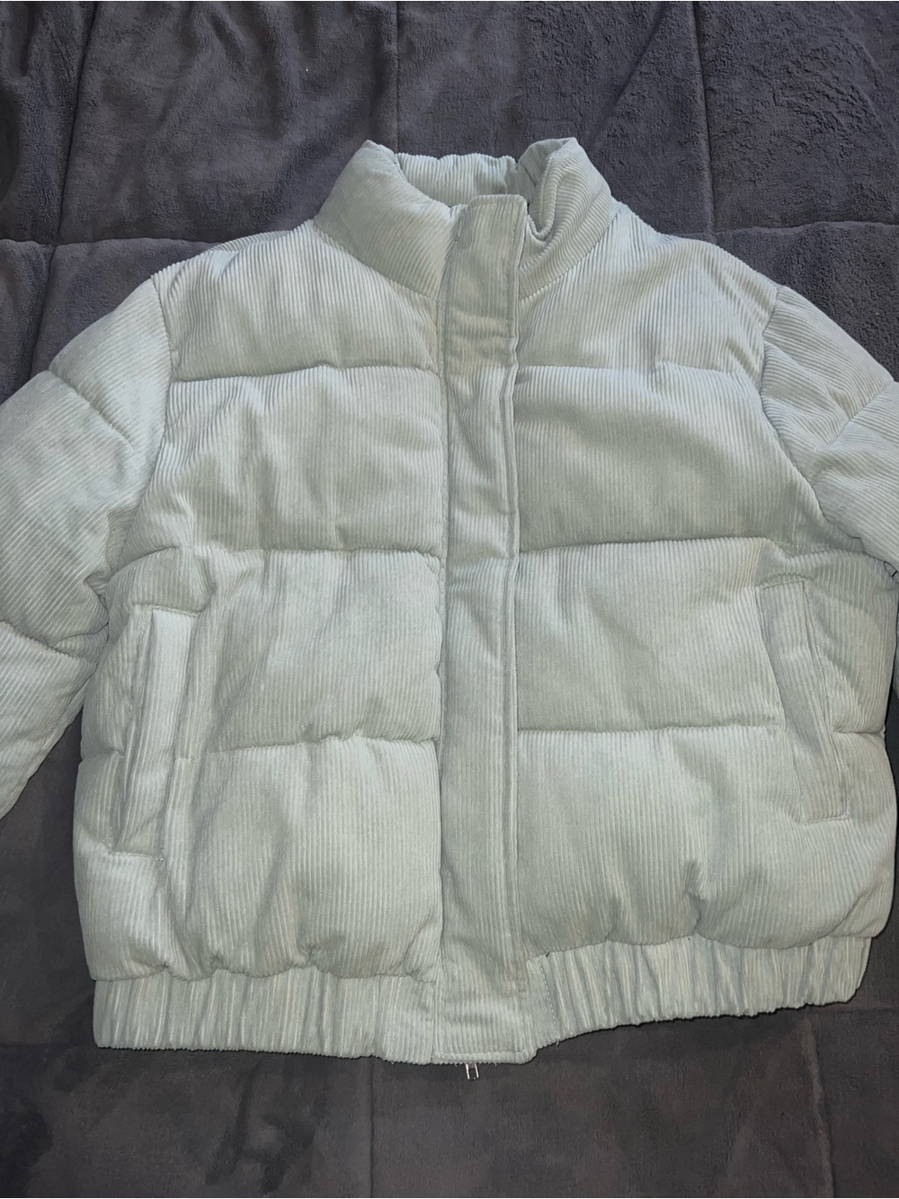 Forever 21 Womens Light Mint Corduroy Puffer Jacket